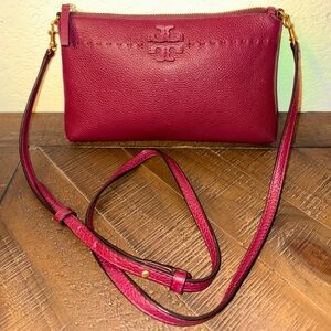 Tory Burch Burgundy Leather Crossbody Bag